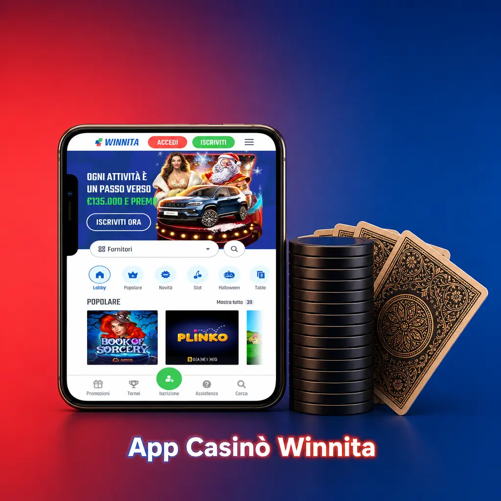 App casinò Winnita con slot, giochi da tavolo e casinò live su smartphone per scommesse e giochi in tempo reale
