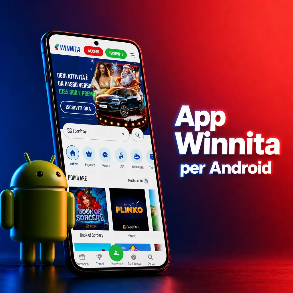 App Winnita per Android disponibile gratuitamente per scommesse e giochi casinò mobile