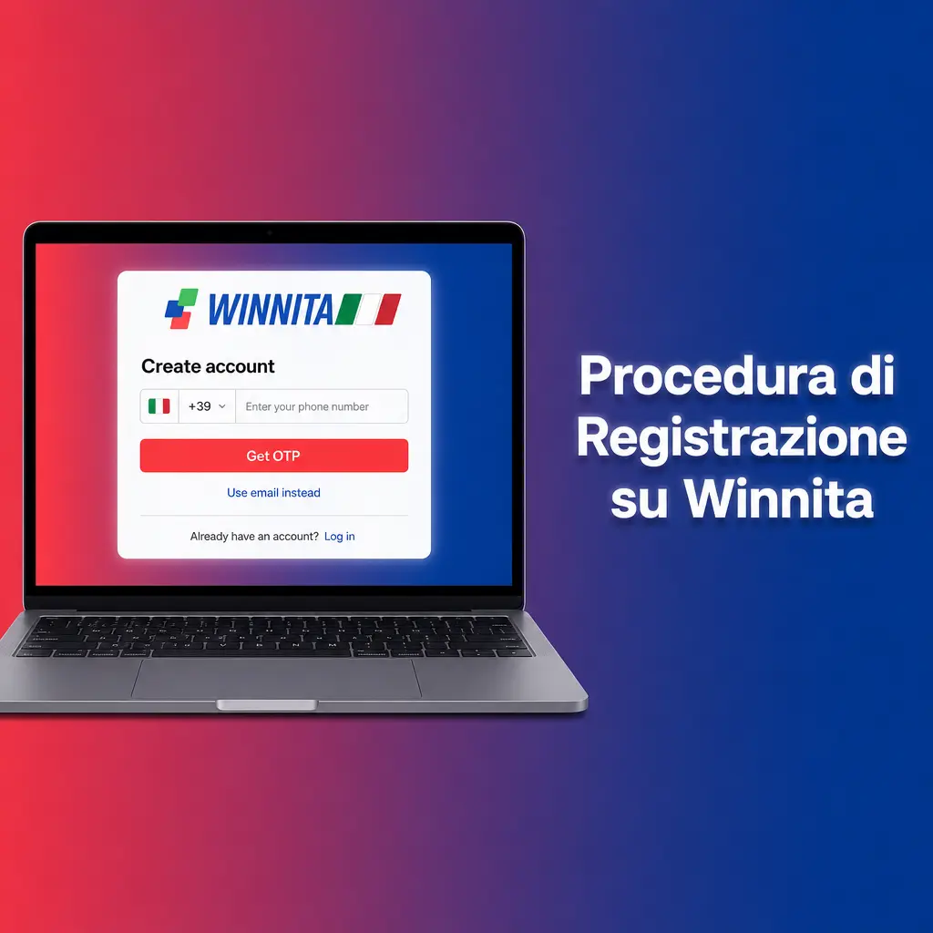 Procedura di registrazione su Winnita: modulo con campi per dati personali, credenziali e verifica email per aprire un account