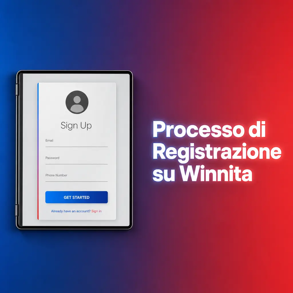 Modulo di registrazione Winnita con campi per nome, email, telefono e valuta per accedere al bonus di benvenuto
