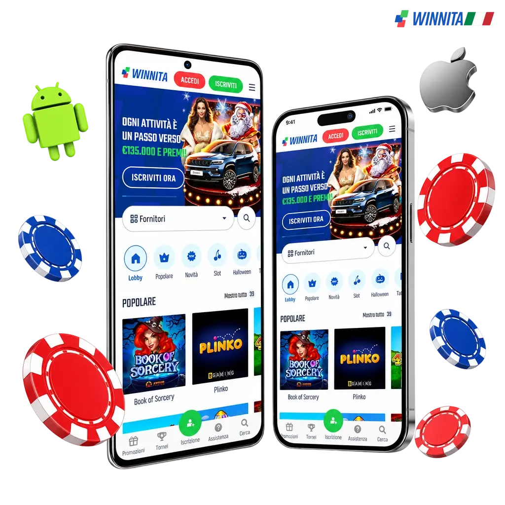 App Winnita per Android e iOS: scarica APK o via App Store, scommesse e casinò con bonus fino a 3.000 EUR