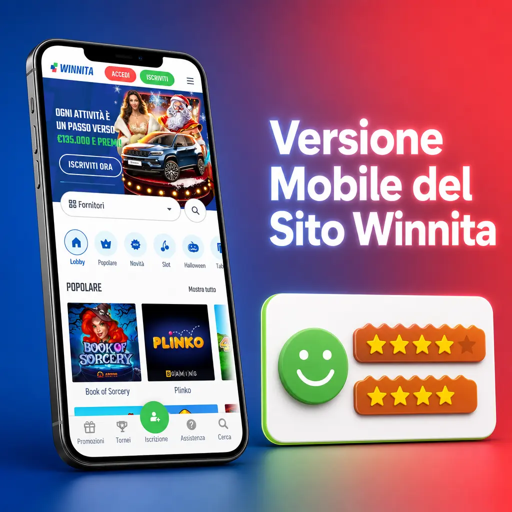 Versione mobile del sito Winnita su smartphone e tablet, con accesso a scommesse, casinò e pagamenti via browser