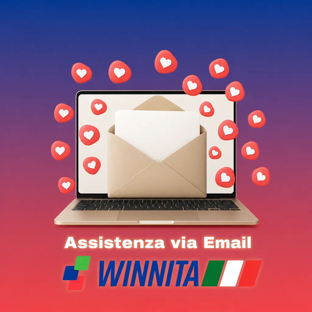 Assistenza email Winnita per supporto clienti, reclami, KYC e transazioni con risposta entro 24-48 ore lavorative