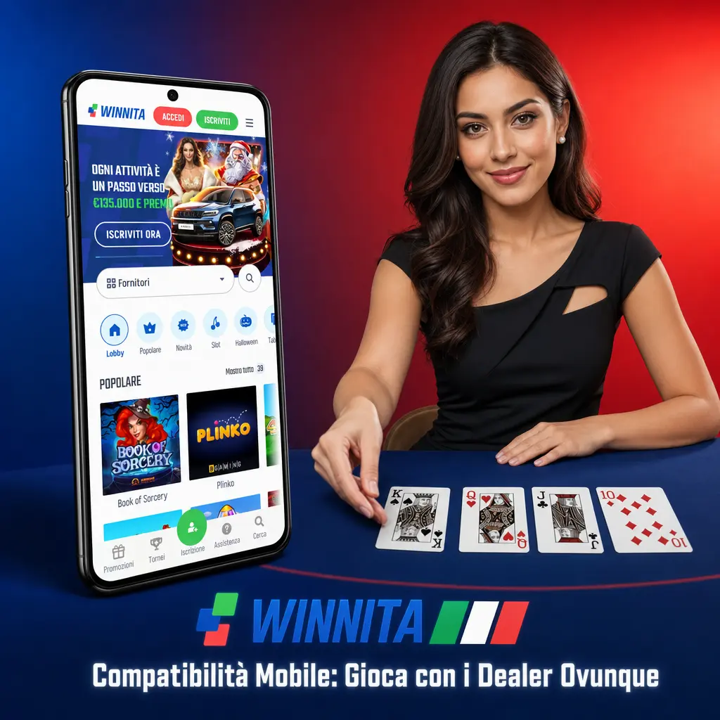 Interfaccia live Winnita su mobile con dealer, chat e streaming HD ottimizzato per dispositivi verticali